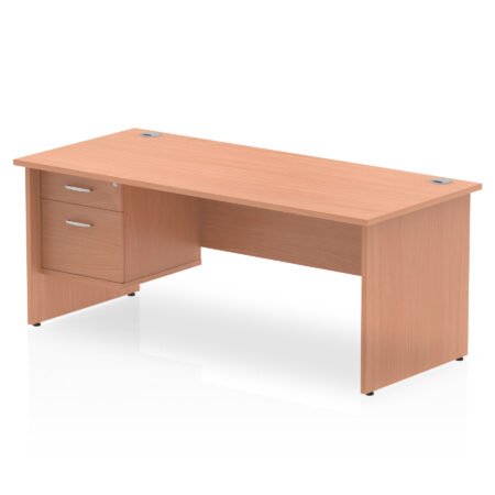 Surge 1800mm Panel End Straigh Desk With Single Fixed Pedestal