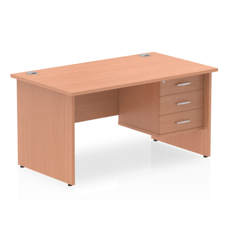 Surge 1400mm Panel End Straight Desk With Single Fixed Pedestal - Image 4