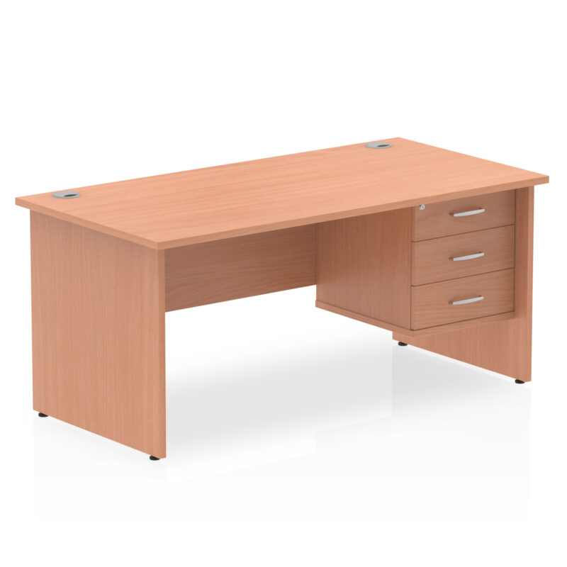 Surge 1600mm Panel End Straight Desk With Single Fixed Pedestal - Image 4