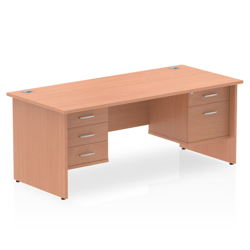 Surge 1600mm Panel End Straight Desk With Two Fixed Pedestal - Image 3