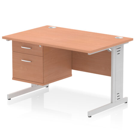 Surge 1200mm Cable Managed Straight Desk With Single Fixed Pedestal