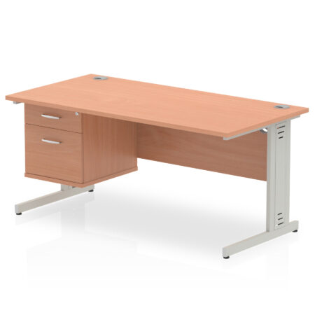 Surge 1600mm Cable Managed Straight Desk With Single Fixed Pedestal