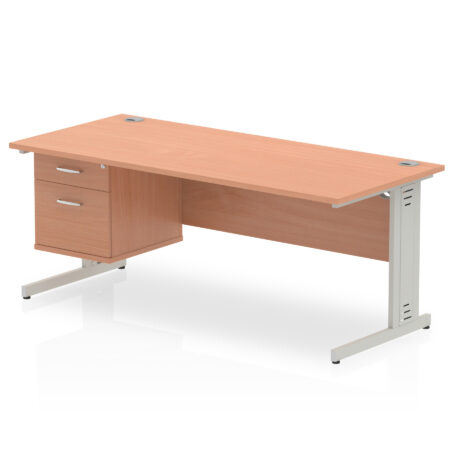 Surge 1800mm Cable Managed Straight Desk With Single Fixed Pedestal