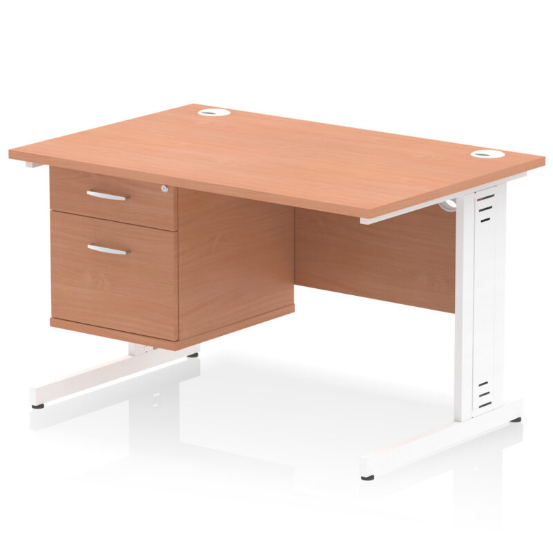 Surge 1200mm Cable Managed Straight Desk With Single Fixed Pedestal - Image 5