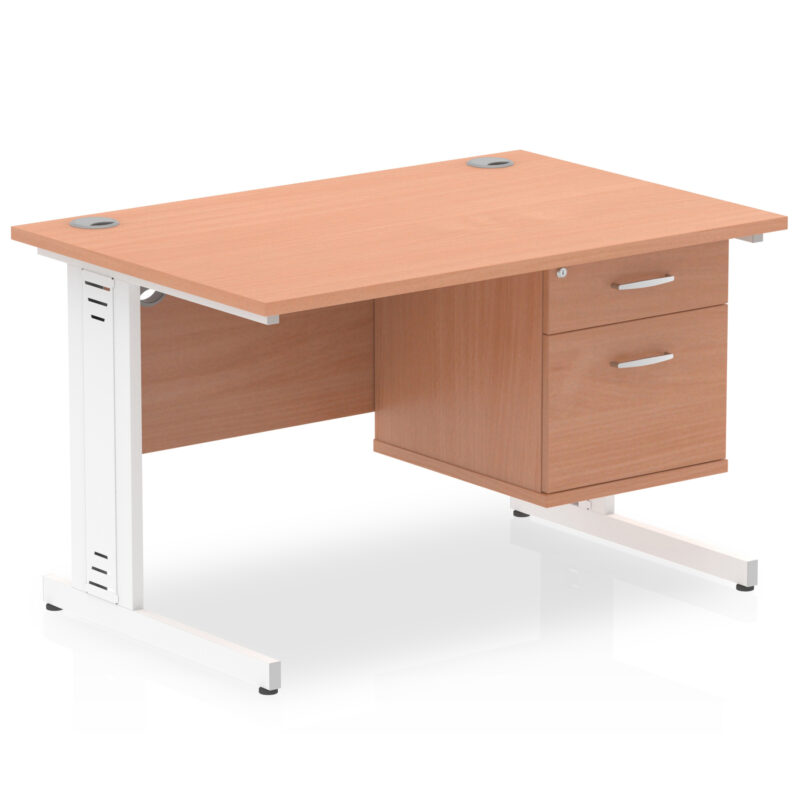 Surge 1200mm Cable Managed Straight Desk With Single Fixed Pedestal - Image 6