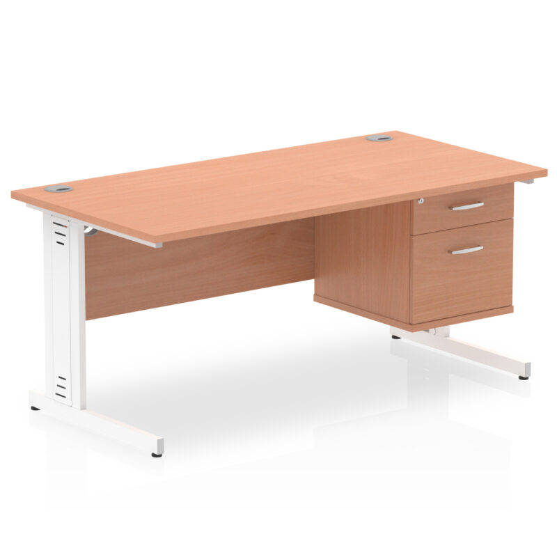 Surge 1600mm Cable Managed Straight Desk With Single Fixed Pedestal - Image 6