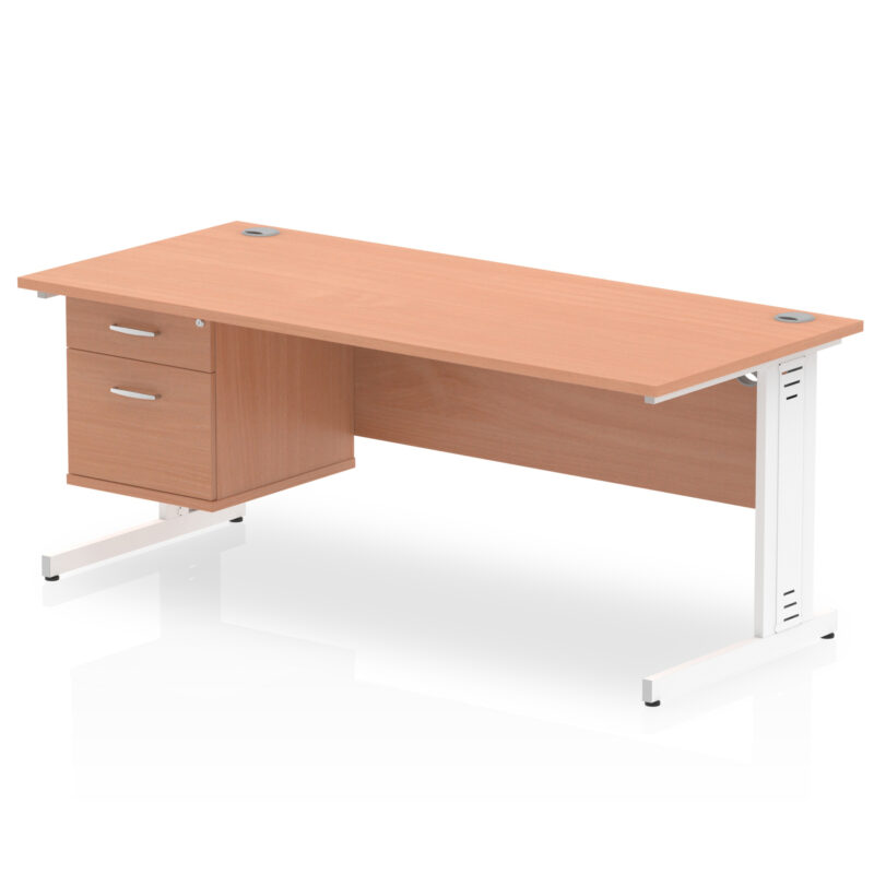 Surge 1800mm Cable Managed Straight Desk With Single Fixed Pedestal - Image 3