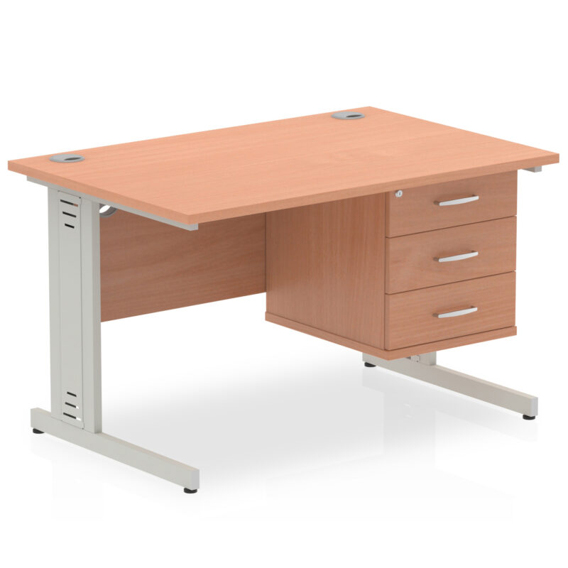 Surge 1200mm Cable Managed Straight Desk With Single Fixed Pedestal - Image 4
