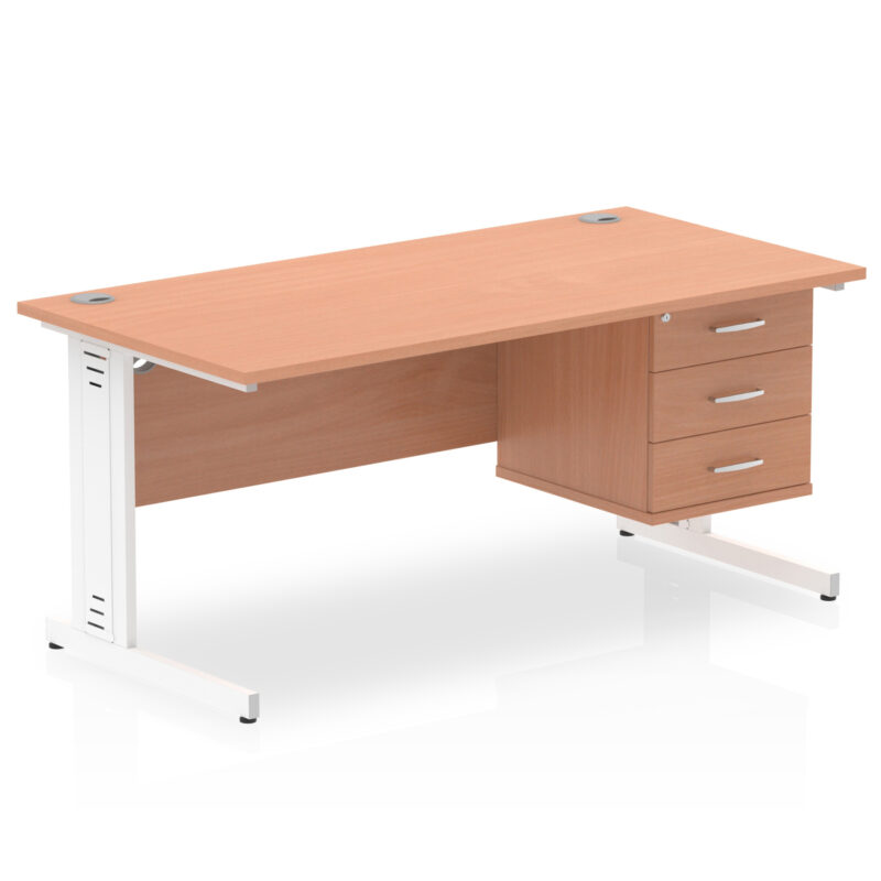 Surge 1600mm Cable Managed Straight Desk With Single Fixed Pedestal - Image 8
