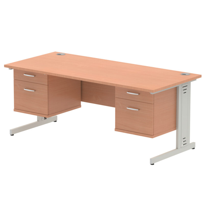 Surge 1800mm Cable Managed Straight Desk With Two Fixed Pedestal - Image 5