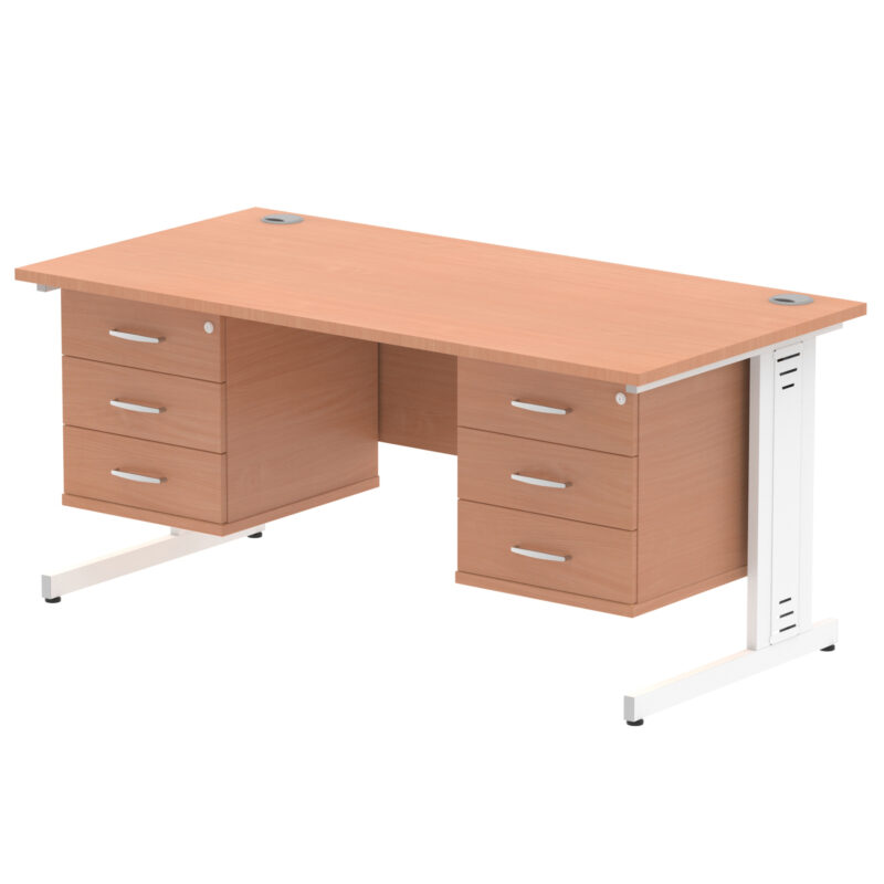 Surge 1600mm Cable Managed Straight Desk With Two Fixed Pedestal - Image 8