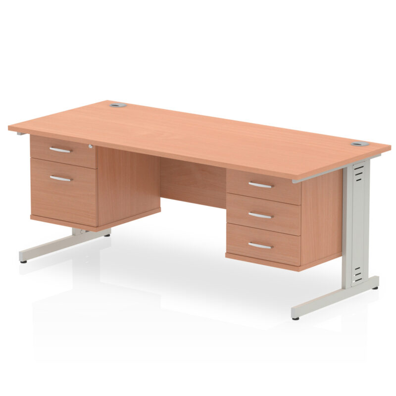 Surge 1800mm Cable Managed Straight Desk With Two Fixed Pedestal