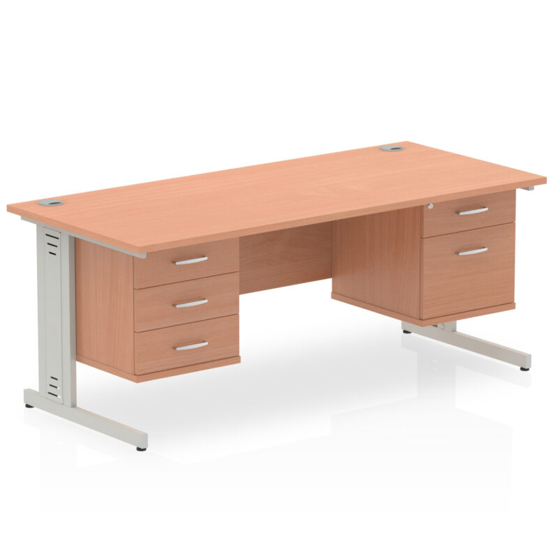 Surge 1800mm Cable Managed Straight Desk With Two Fixed Pedestal - Image 2
