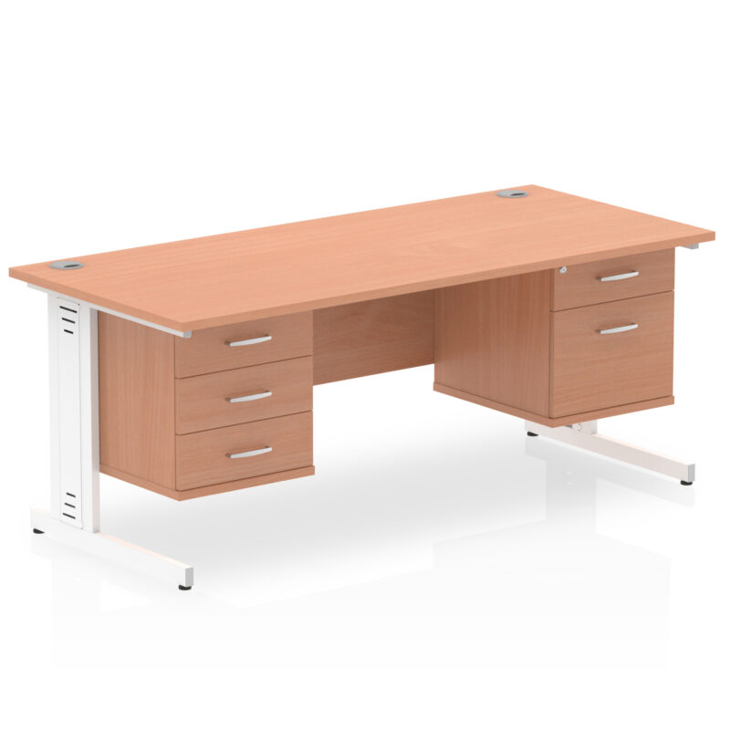 Surge 1800mm Cable Managed Straight Desk With Two Fixed Pedestal - Image 4