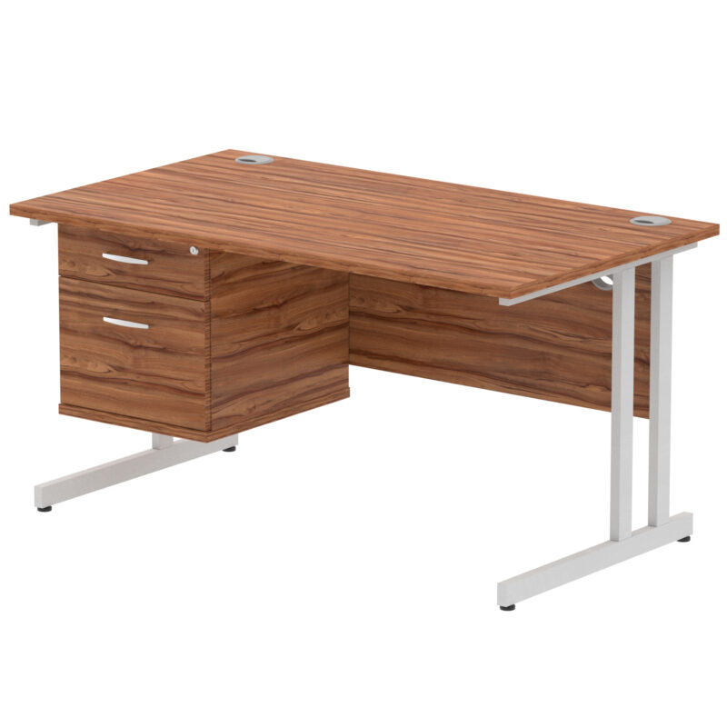 Surge 1400mm Cantilever Straight Desk With Single Fixed Pedestal - Image 99