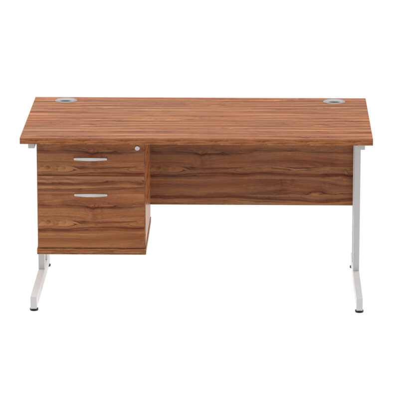 Surge 1400mm Cantilever Straight Desk With Single Fixed Pedestal - Image 100