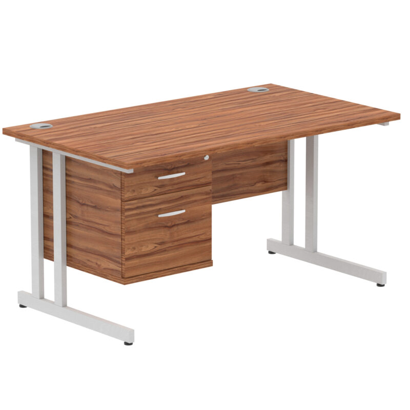 Surge 1400mm Cantilever Straight Desk With Single Fixed Pedestal - Image 101