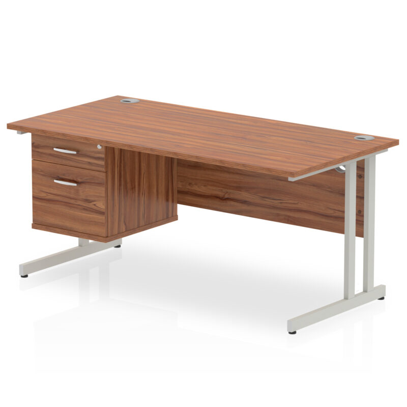 Surge 1600mm Cantilever Straight Desk With Single Fixed Pedestal - Image 37