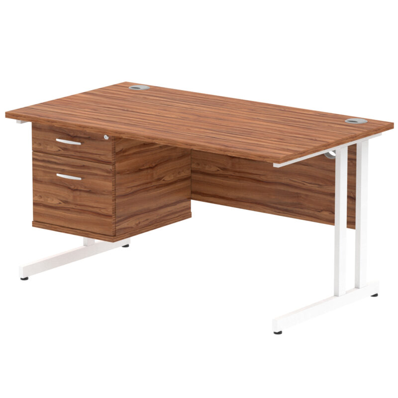 Surge 1400mm Cantilever Straight Desk With Single Fixed Pedestal - Image 40
