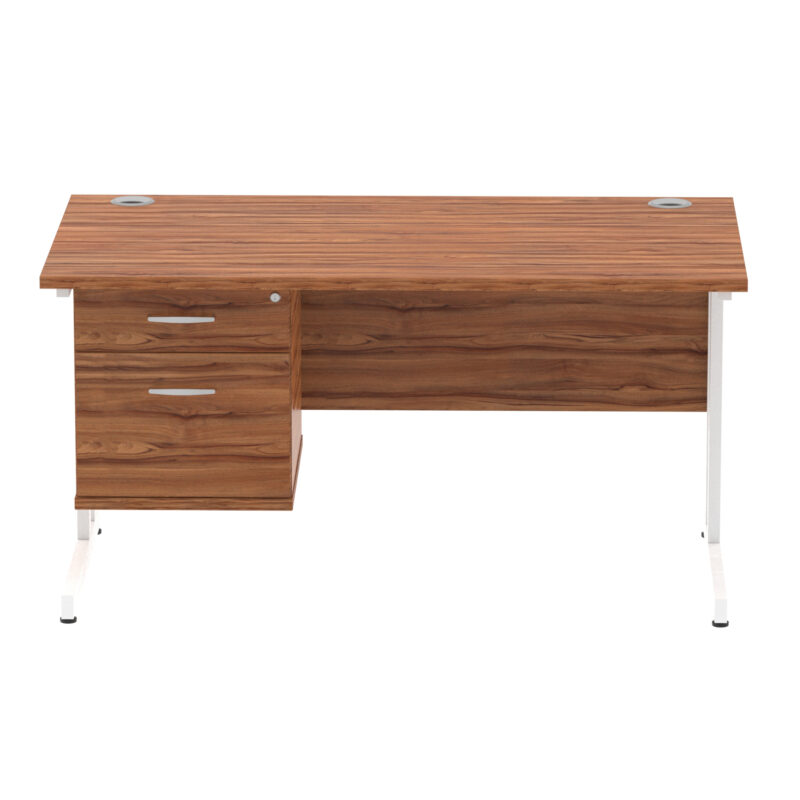 Surge 1400mm Cantilever Straight Desk With Single Fixed Pedestal - Image 41