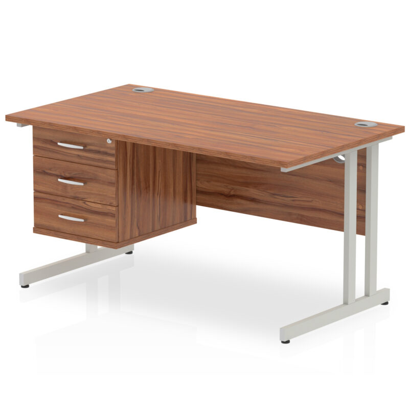 Surge 1400mm Cantilever Straight Desk With Single Fixed Pedestal - Image 107