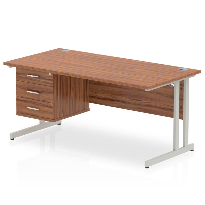 Surge 1600mm Cantilever Straight Desk With Single Fixed Pedestal - Image 39