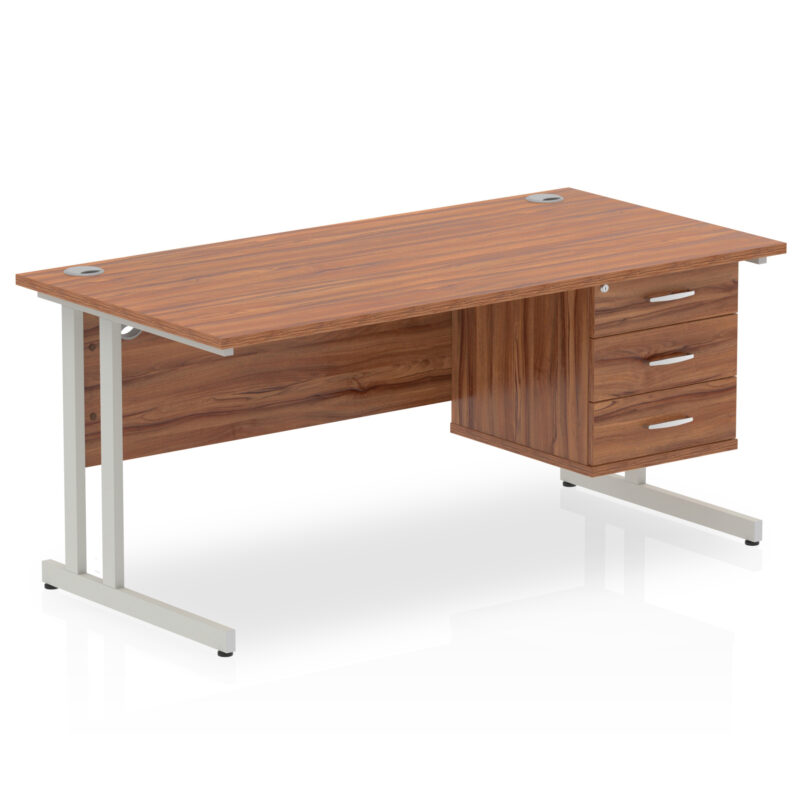 Surge 1600mm Cantilever Straight Desk With Single Fixed Pedestal - Image 40