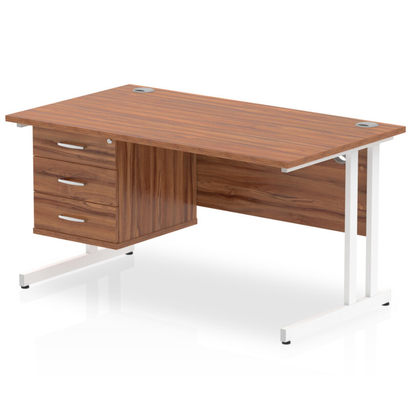 Surge 1400mm Cantilever Straight Desk With Single Fixed Pedestal - Image 48