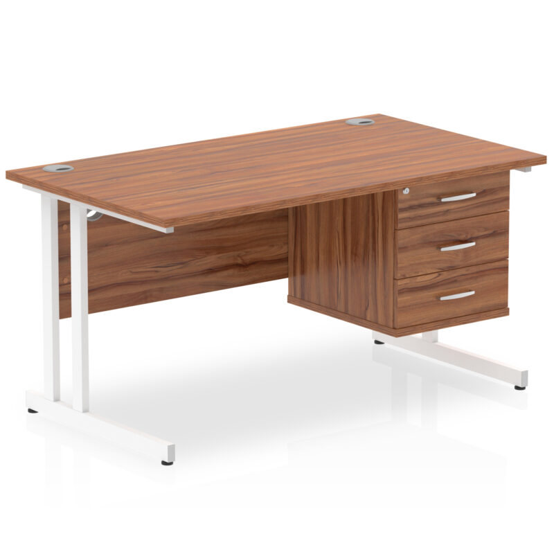 Surge 1400mm Cantilever Straight Desk With Single Fixed Pedestal - Image 49