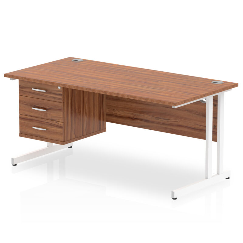 Surge 1600mm Cantilever Straight Desk With Single Fixed Pedestal - Image 17