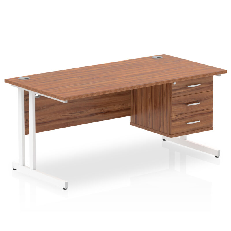 Surge 1600mm Cantilever Straight Desk With Single Fixed Pedestal - Image 18