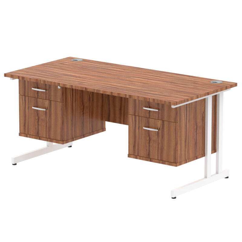 Surge 1600mm Cantilever Straight Desk With Two Fixed Pedestal - Image 17