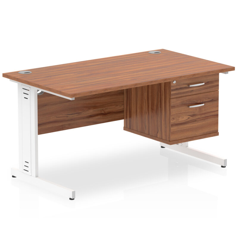 Surge 1400mm Cable Managed Straight Desk With Single Fixed Pedestal - Image 34