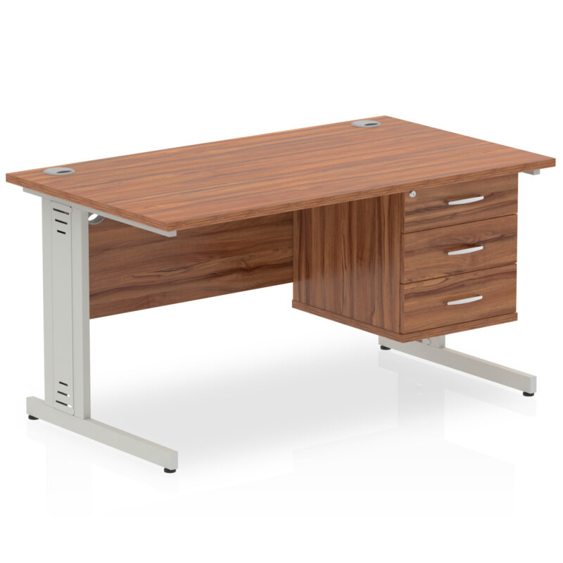 Surge 1400mm Cable Managed Straight Desk With Single Fixed Pedestal - Image 32