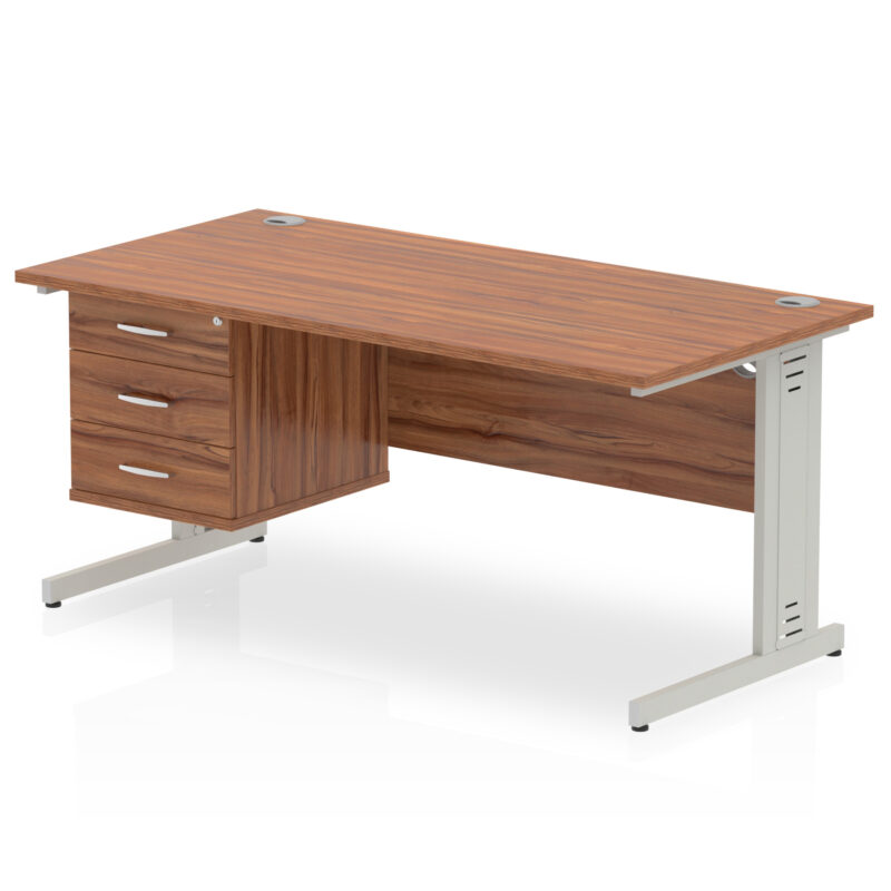 Surge 1600mm Cable Managed Straight Desk With Single Fixed Pedestal - Image 31