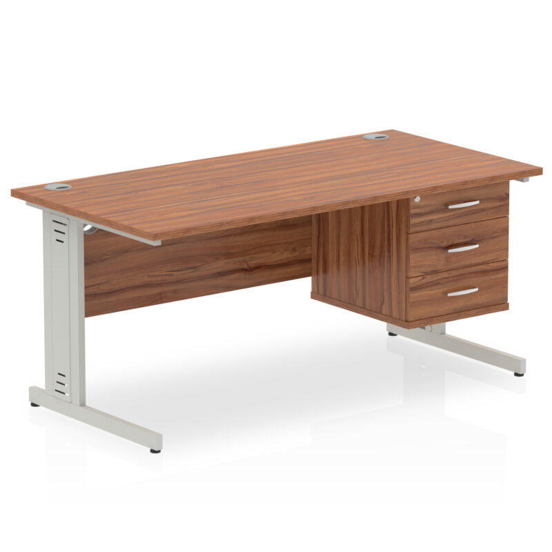 Surge 1600mm Cable Managed Straight Desk With Single Fixed Pedestal - Image 32