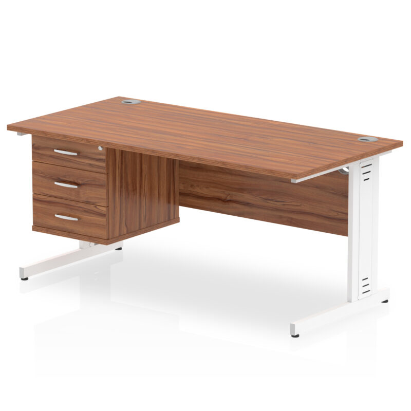 Surge 1600mm Cable Managed Straight Desk With Single Fixed Pedestal - Image 35