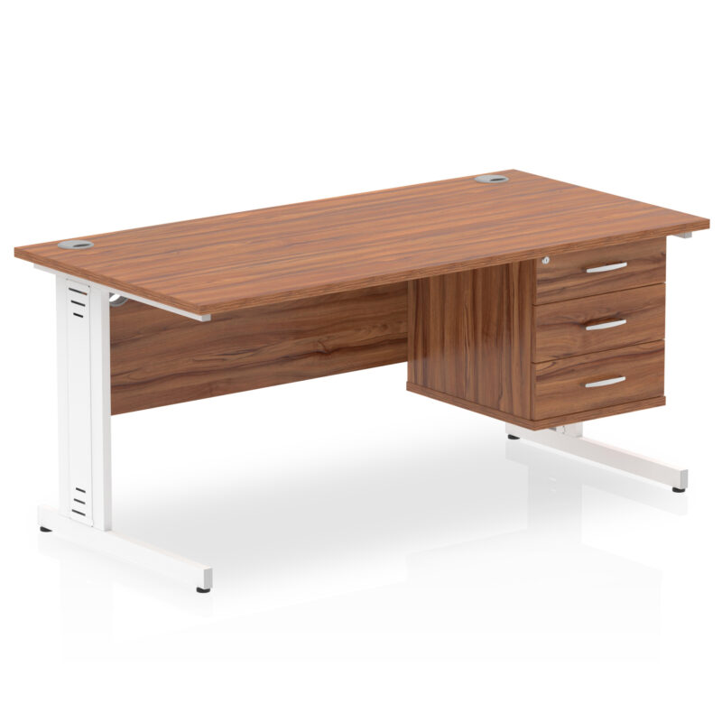 Surge 1600mm Cable Managed Straight Desk With Single Fixed Pedestal - Image 36