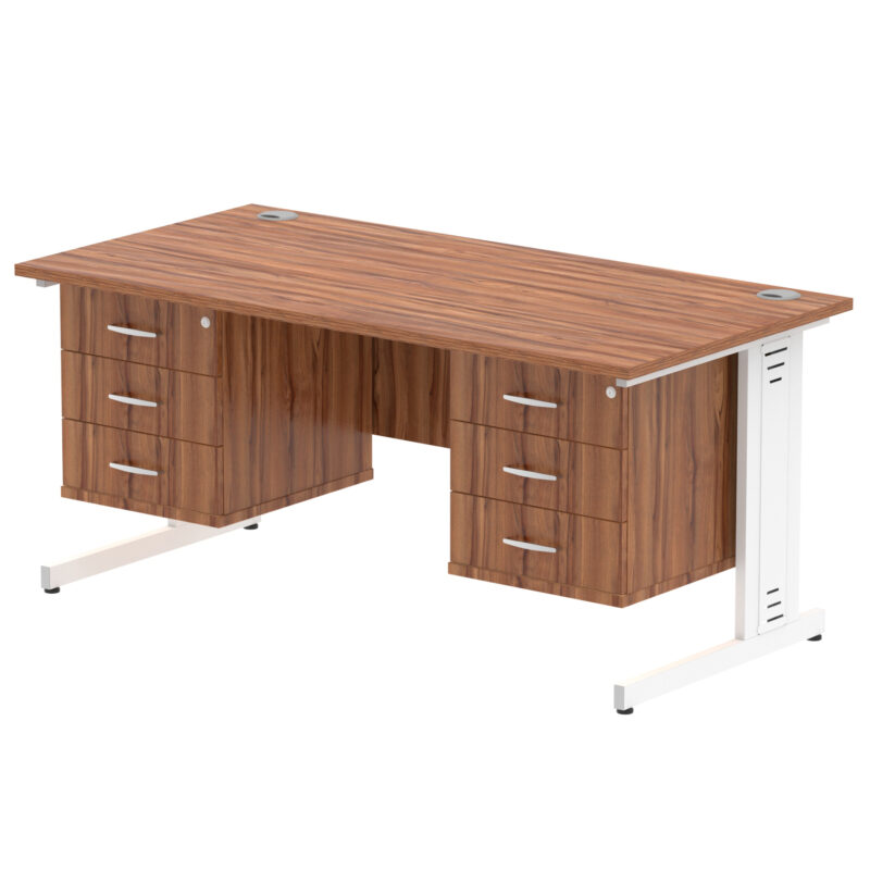 Surge 1600mm Cable Managed Straight Desk With Two Fixed Pedestal - Image 38