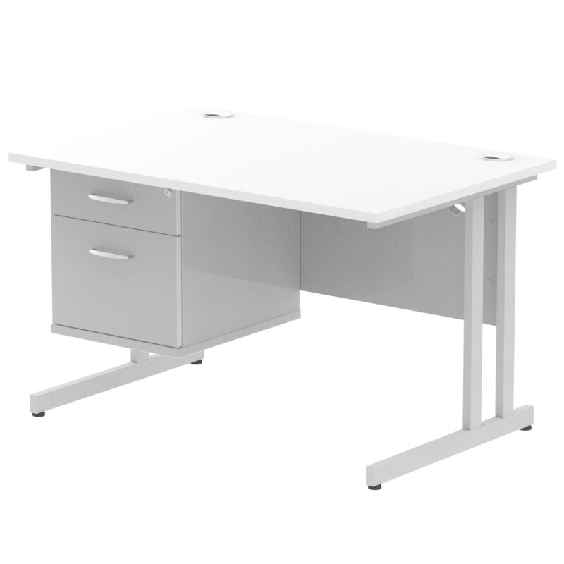 Surge 1200mm Cantilever Straight Desk With Single Fixed Pedestal - Image 109