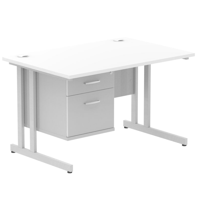 Surge 1200mm Cantilever Straight Desk With Single Fixed Pedestal - Image 111