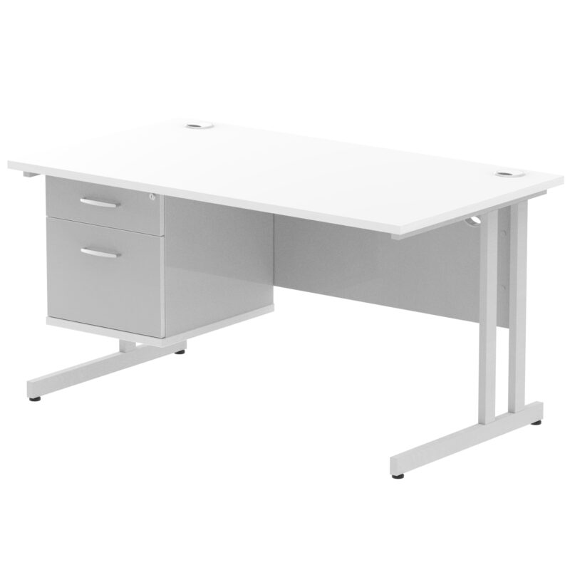 Surge 1400mm Cantilever Straight Desk With Single Fixed Pedestal - Image 109
