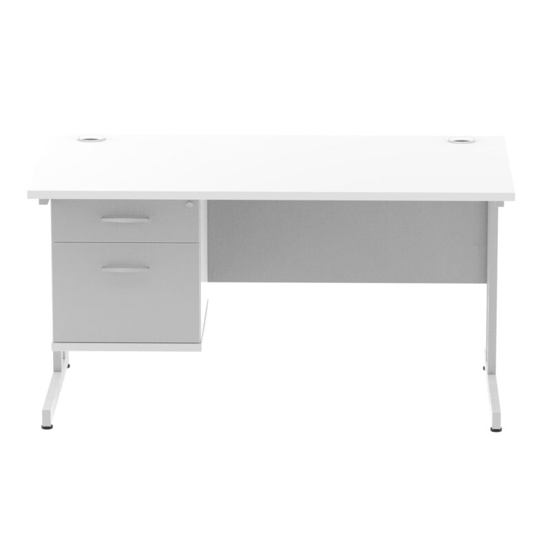 Surge 1400mm Cantilever Straight Desk With Single Fixed Pedestal - Image 110