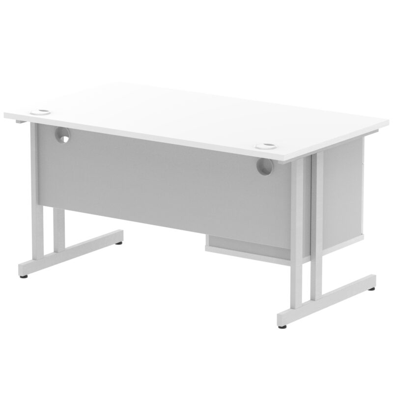 Surge 1400mm Cantilever Straight Desk With Single Fixed Pedestal - Image 113