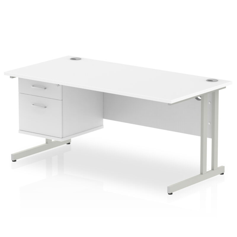 Surge 1600mm Cantilever Straight Desk With Single Fixed Pedestal - Image 41