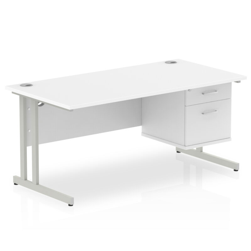 Surge 1600mm Cantilever Straight Desk With Single Fixed Pedestal - Image 42