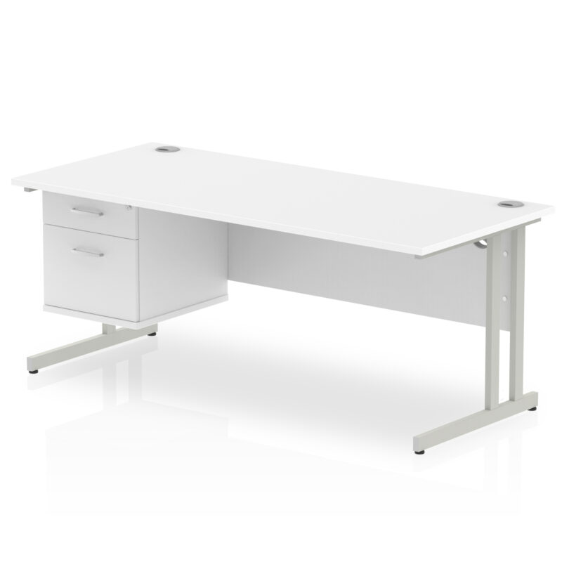 Surge 1800mm Cantilever Straight Desk With Single Fixed Pedestal - Image 41