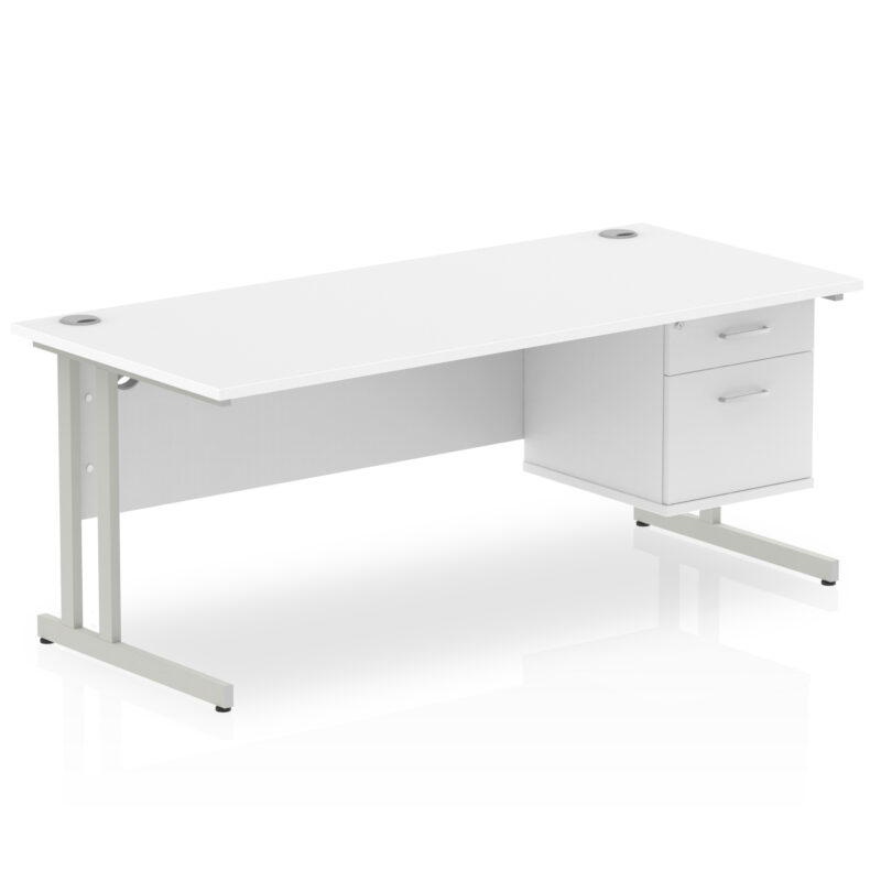 Surge 1800mm Cantilever Straight Desk With Single Fixed Pedestal - Image 42
