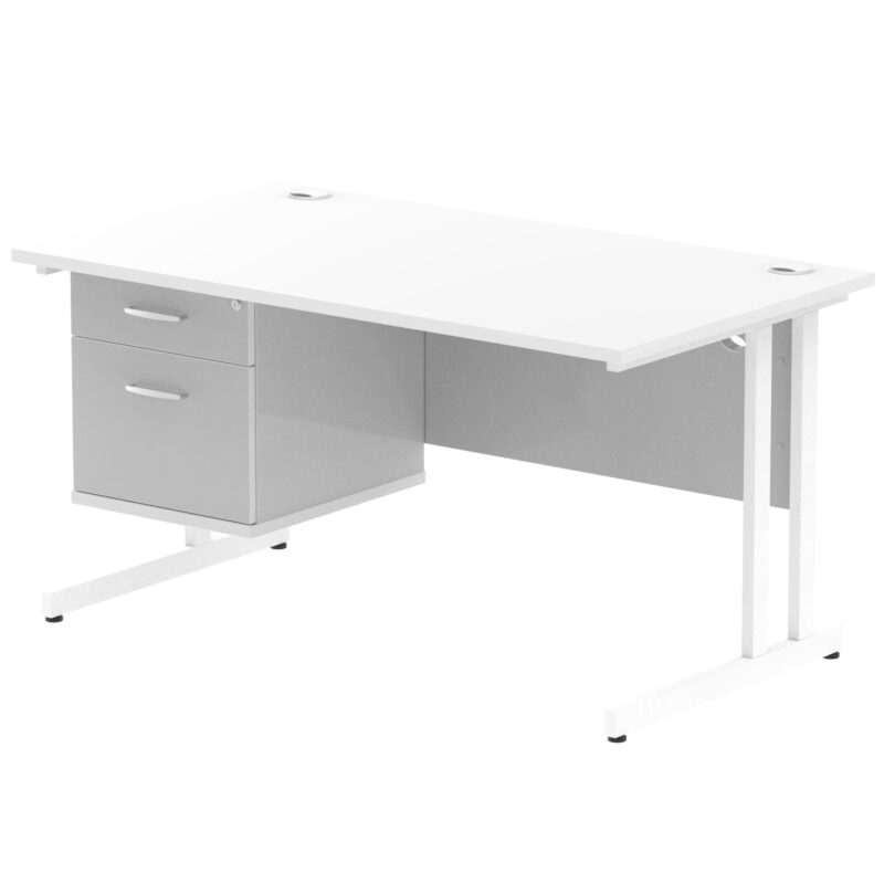 Surge 1400mm Cantilever Straight Desk With Single Fixed Pedestal - Image 50