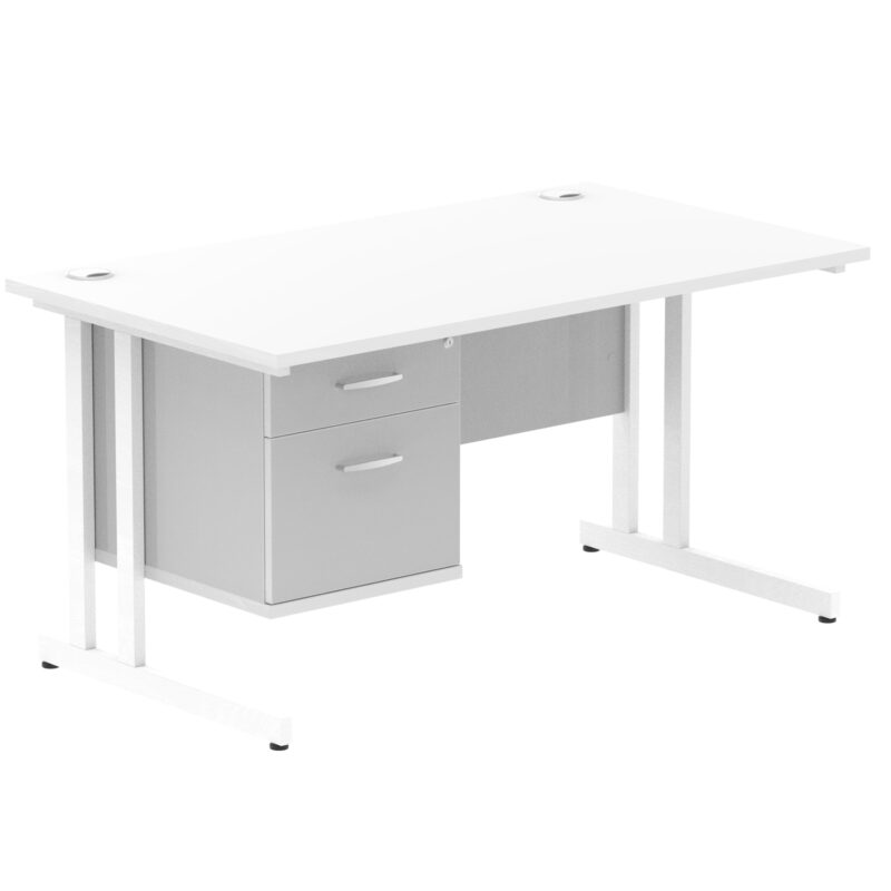 Surge 1400mm Cantilever Straight Desk With Single Fixed Pedestal - Image 52